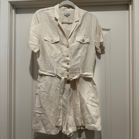 Rails Georgie Tie Waist Linen Romper in Stone - Picture 9 of 13